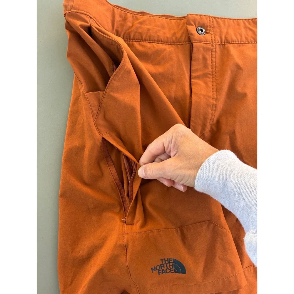 The North Face Mens 32 Burnt Orange Hiking Shorts Stretch Technical